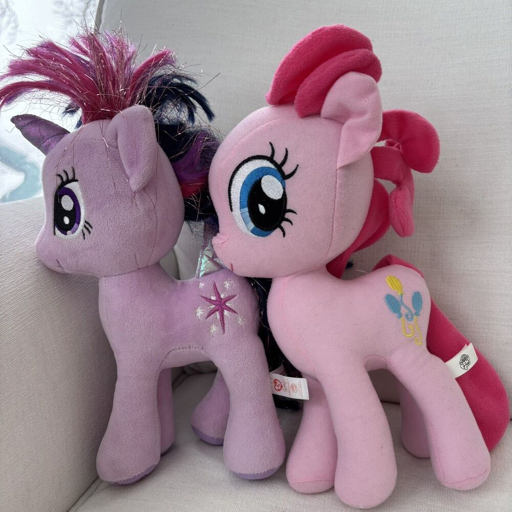 My Little Pony Twilight Sparkle & Pinkie Pie Plush Hasbro Ty Glitter Purple Pink